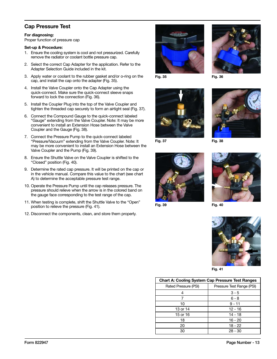 Cap pressure test | Mityvac MV4525 COOLING SYSTEM TEST & REFILL KIT User Manual | Page 13 / 70