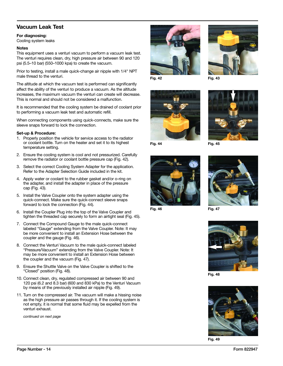 Vacuum leak test | Mityvac MV4525 COOLING SYSTEM TEST & REFILL KIT User Manual | Page 14 / 70