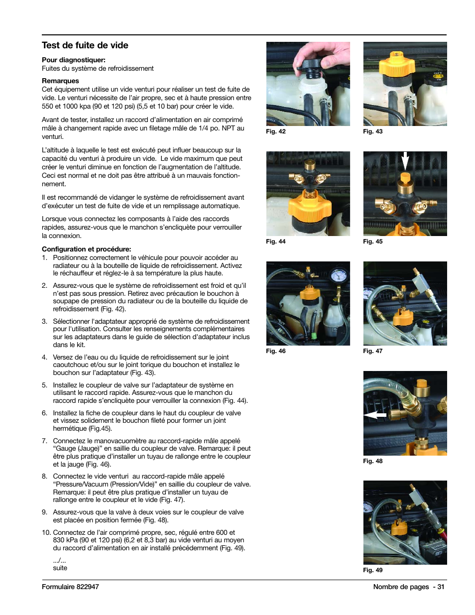 Test de fuite de vide | Mityvac MV4525 COOLING SYSTEM TEST & REFILL KIT User Manual | Page 31 / 70