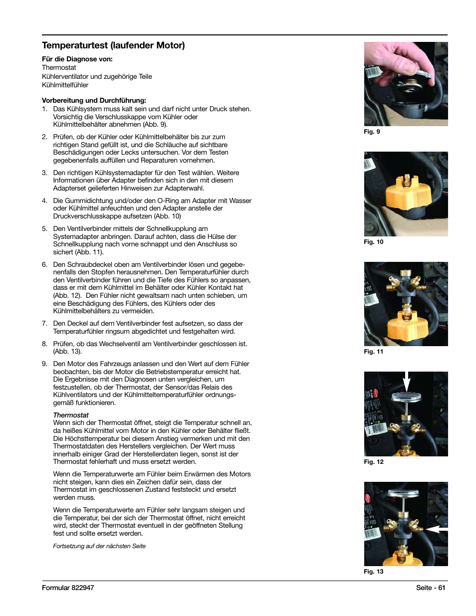 Temperaturtest (laufender motor) | Mityvac MV4525 COOLING SYSTEM TEST & REFILL KIT User Manual | Page 61 / 70