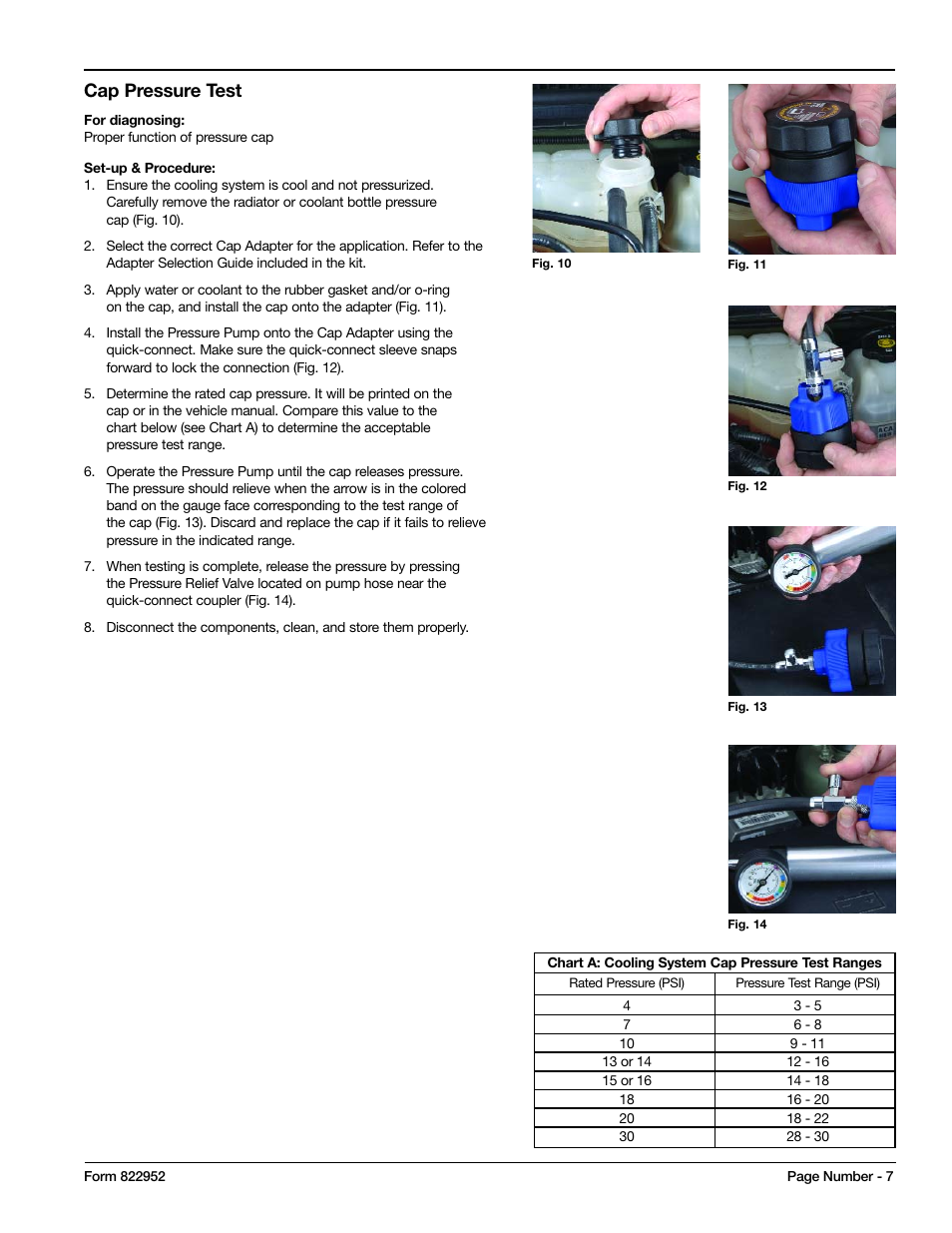 Cap pressure test | Mityvac MV4530 COOLING SYSTEM PRESSURE TEST KIT User Manual | Page 7 / 28