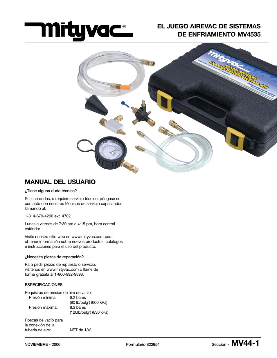 Mv44-1 | Mityvac MV4535 COOLING SYSTEM AIREVAC KIT User Manual | Page 17 / 24
