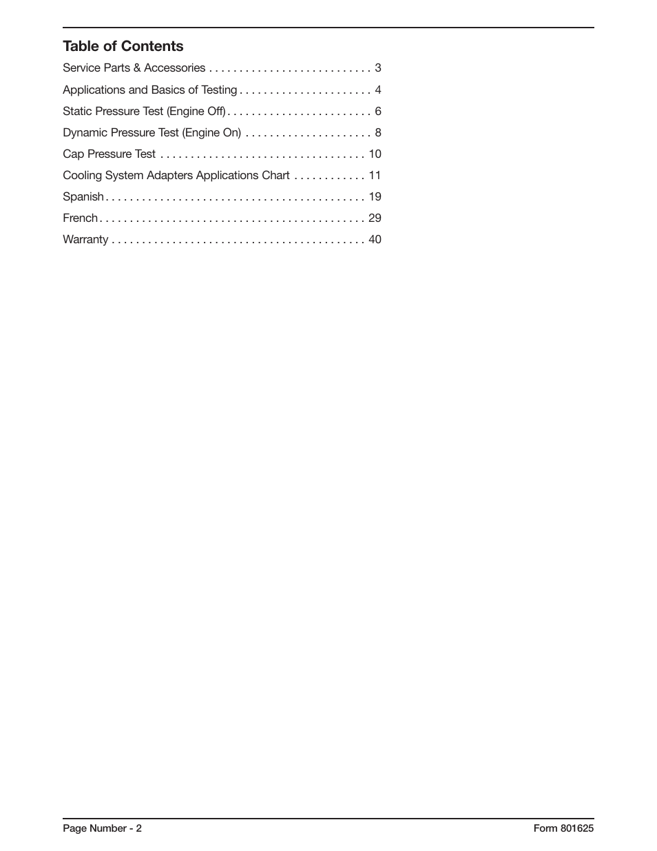 Mityvac MV4560 COOLING SYSTEM TEST KIT User Manual | Page 2 / 40