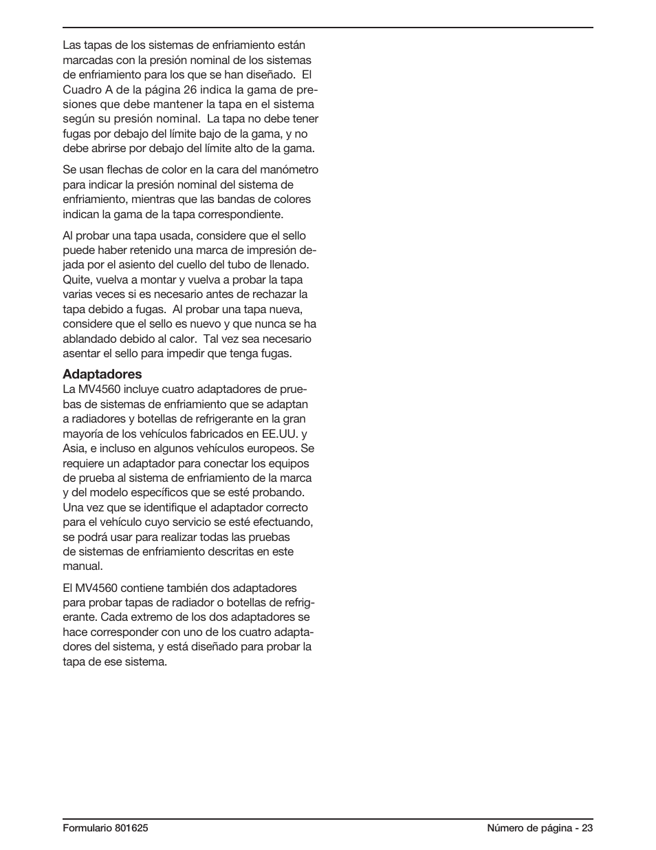 Mityvac MV4560 COOLING SYSTEM TEST KIT User Manual | Page 23 / 40
