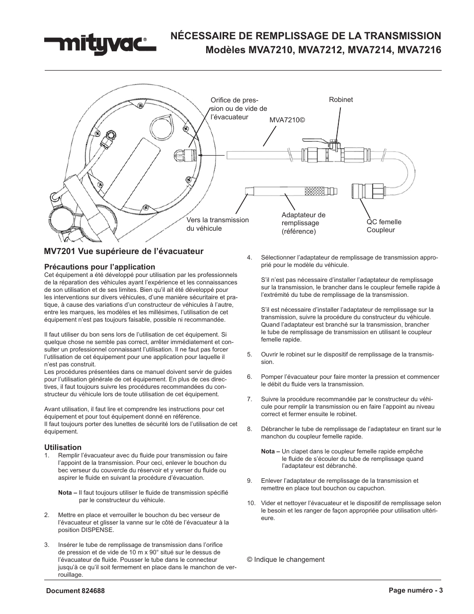 Mv7201 vue supérieure de l’évacuateur | Mityvac MVA7216 TRANSMISSION REFILL KIT User Manual | Page 3 / 6