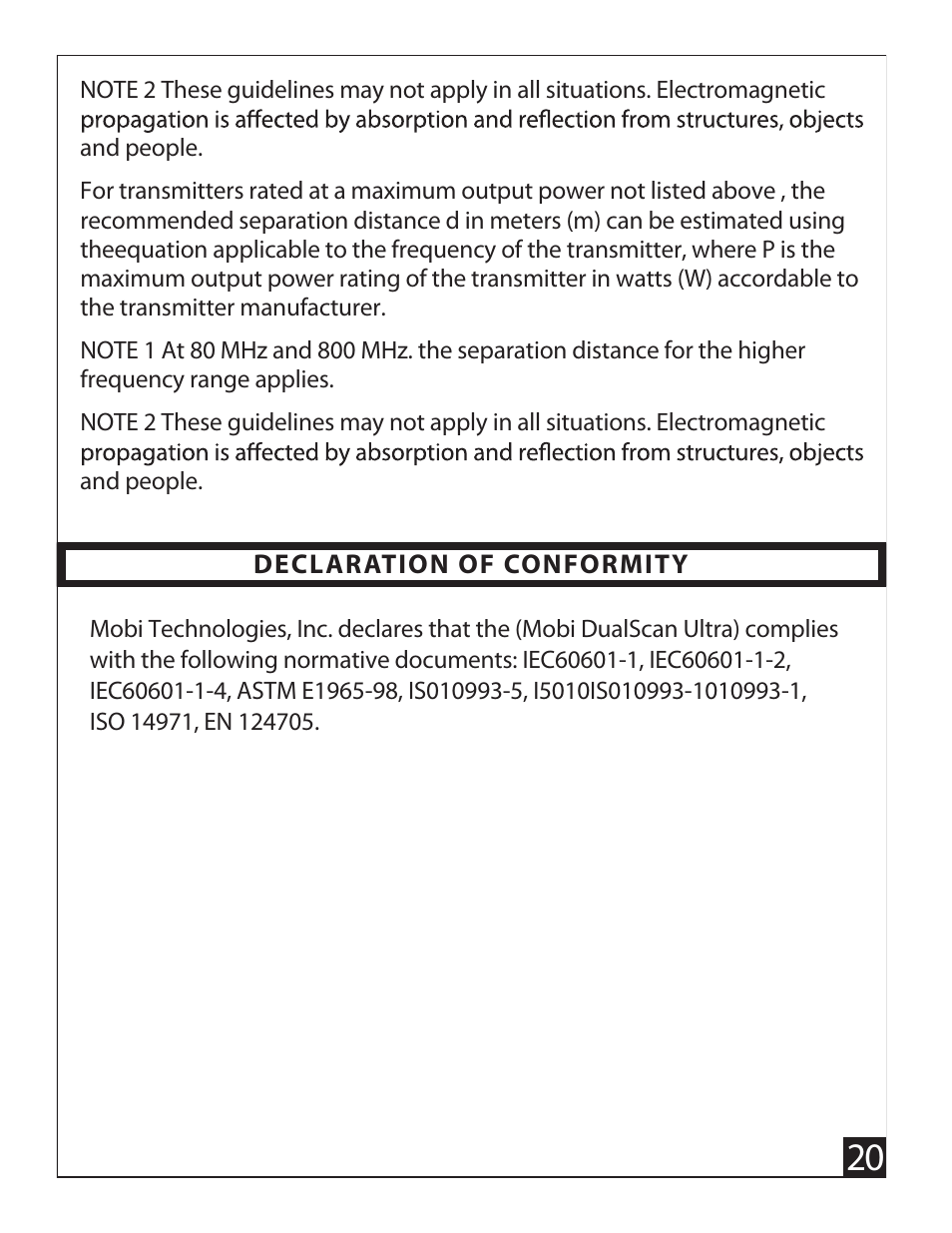 Mobi Technologies 70120 DualScan ULTRA User Manual | Page 20 / 22