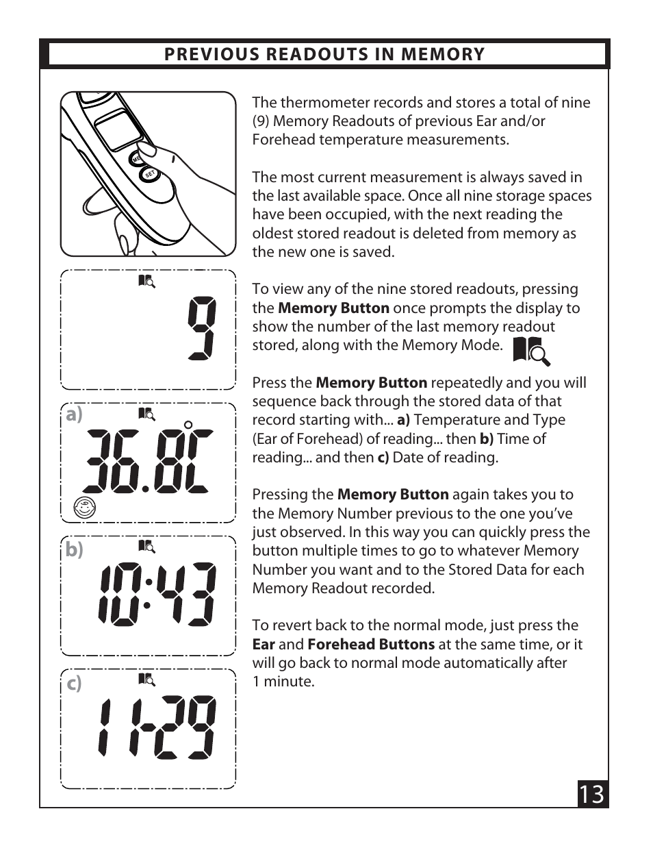 A) b) c) | Mobi Technologies 70121 DualScan PRIME User Manual | Page 13 / 22
