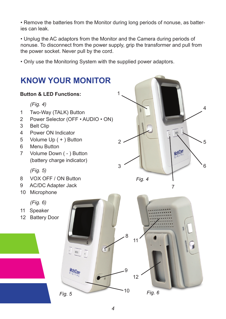 Know your monitor | Mobi Technologies 70294 Secure Start User Manual | Page 6 / 16