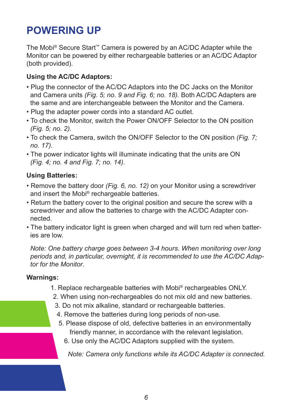 Powering up | Mobi Technologies 70294 Secure Start User Manual | Page 8 / 16