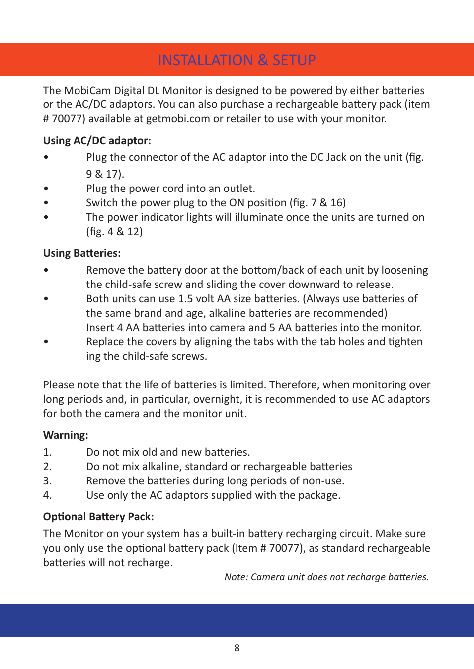 Installation & setup | Mobi Technologies 70055 MobiCam Digital DL User Manual | Page 10 / 20