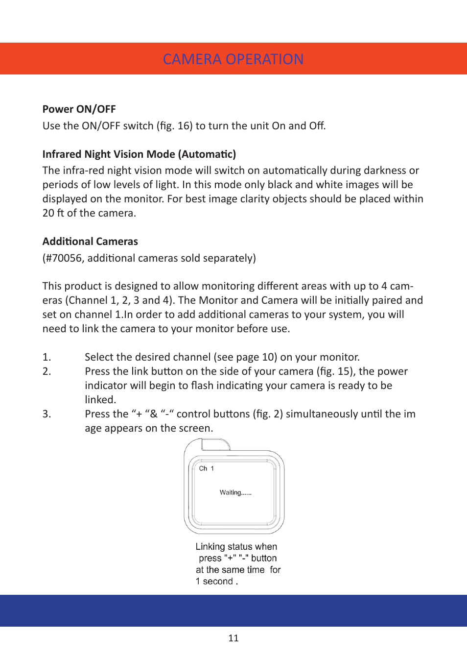 Camera operation | Mobi Technologies 70055 MobiCam Digital DL User Manual | Page 13 / 20