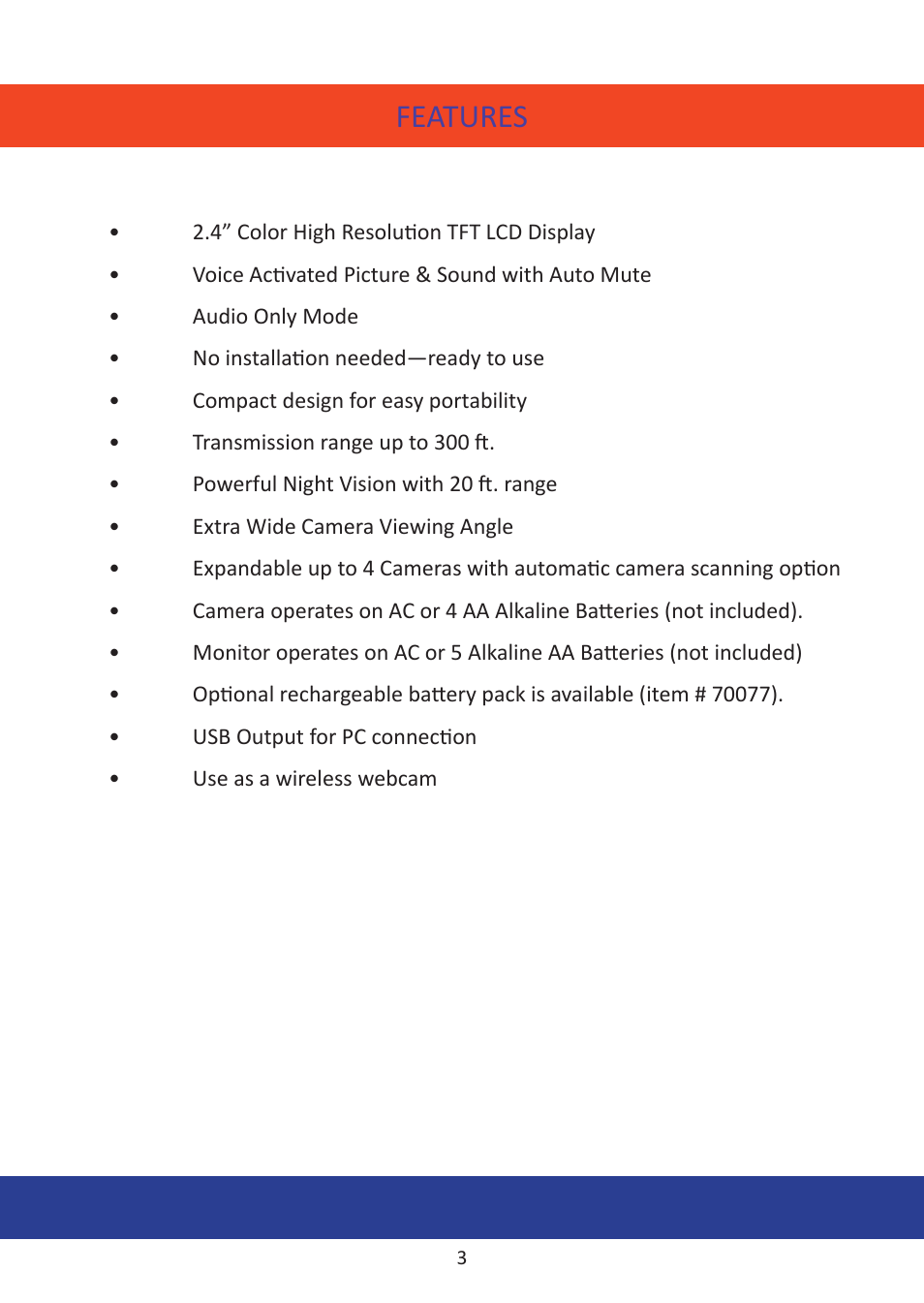 Features | Mobi Technologies 70055 MobiCam Digital DL User Manual | Page 5 / 20