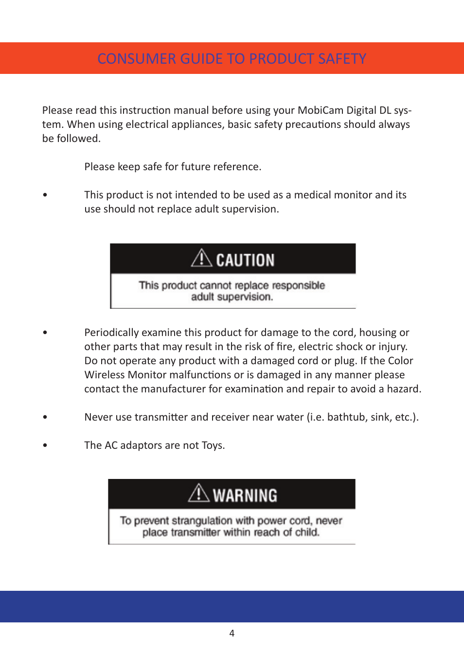 Consumer guide to product safety | Mobi Technologies 70055 MobiCam Digital DL User Manual | Page 6 / 20