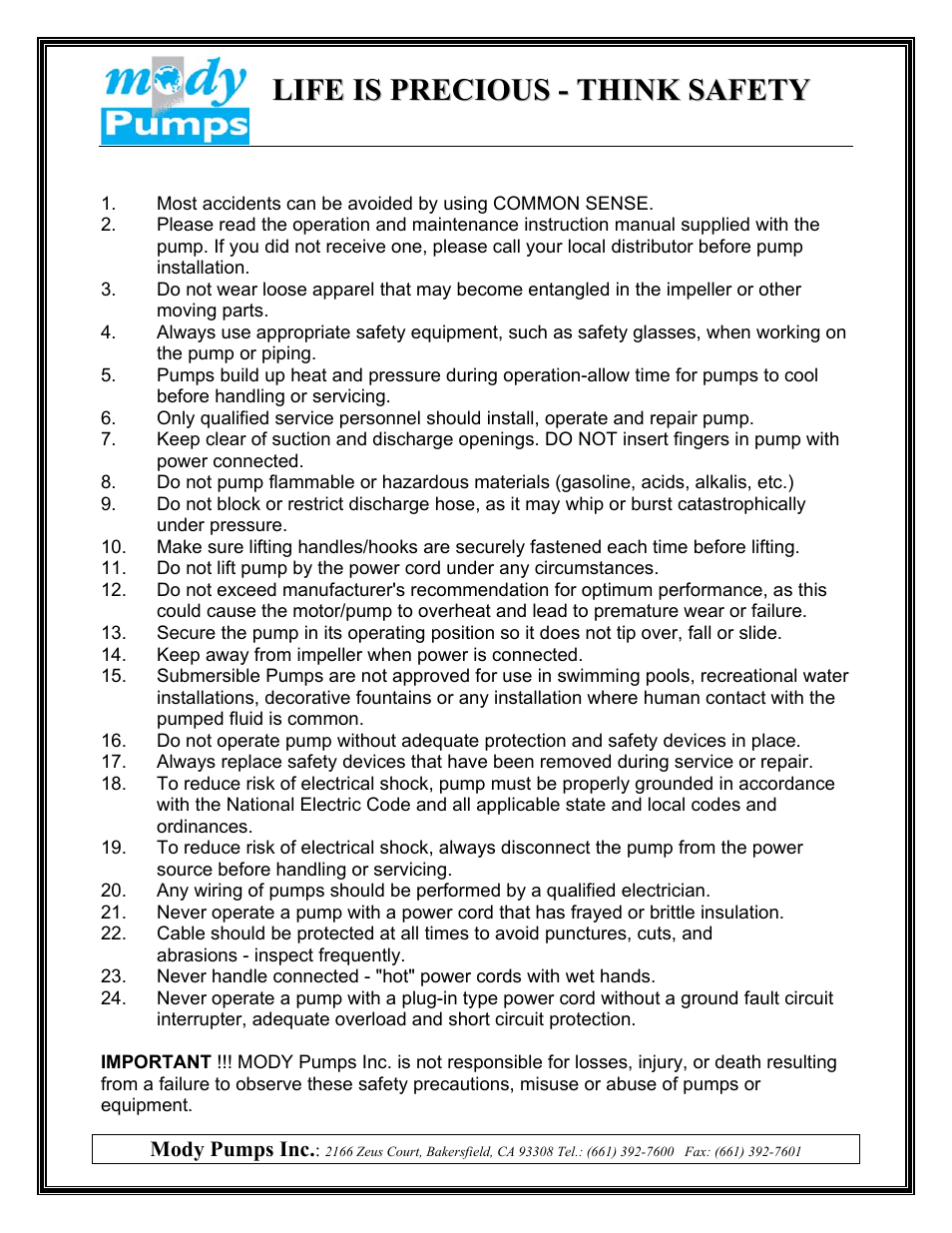 Mody Pumps M 304 T User Manual | Page 2 / 19