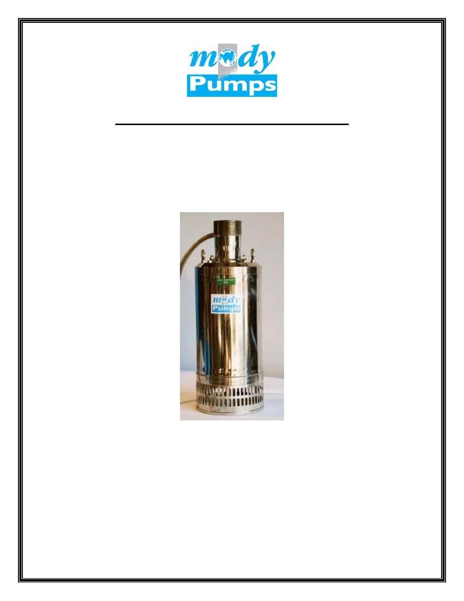 Mody Pumps G 504 T_316SS User Manual | 20 pages