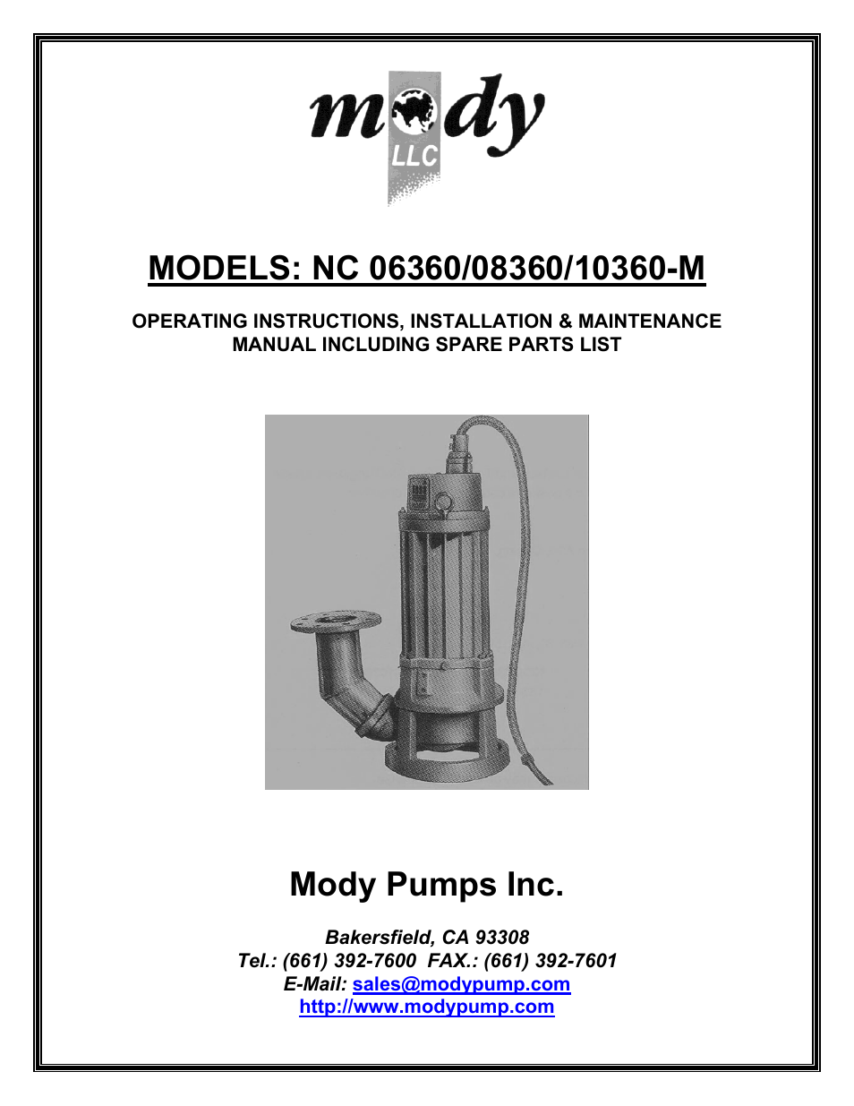 Mody Pumps NC 06360_08360_10360-M User Manual | 13 pages