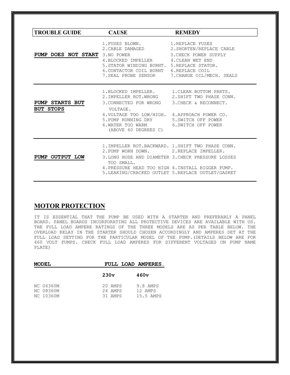 Motor protection | Mody Pumps NC 06360_08360_10360-M User Manual | Page 5 / 13