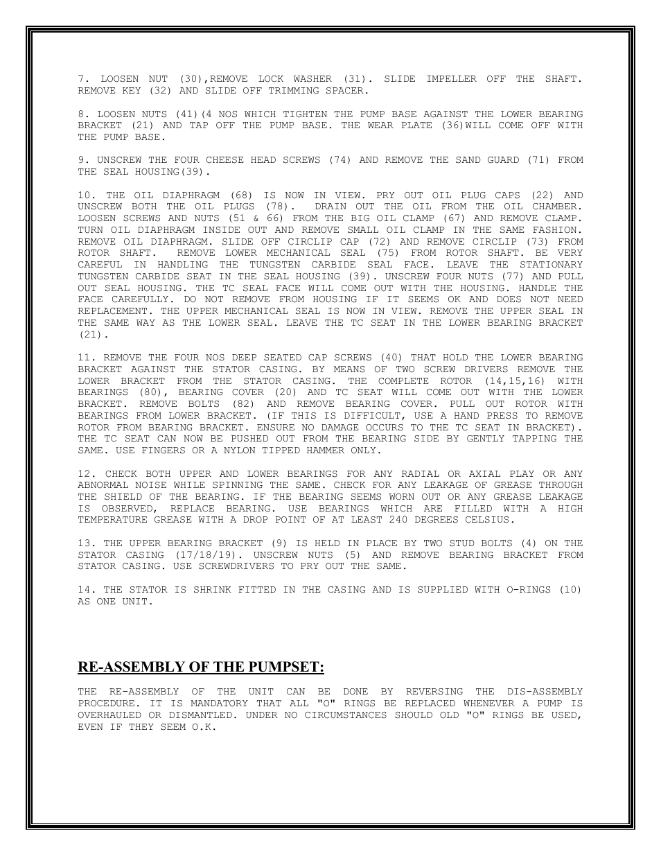 Re-assembly of the pumpset | Mody Pumps NC 06360_08360_10360-M User Manual | Page 8 / 13