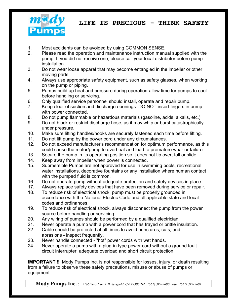 Mody Pumps MSPG Series User Manual | Page 2 / 12