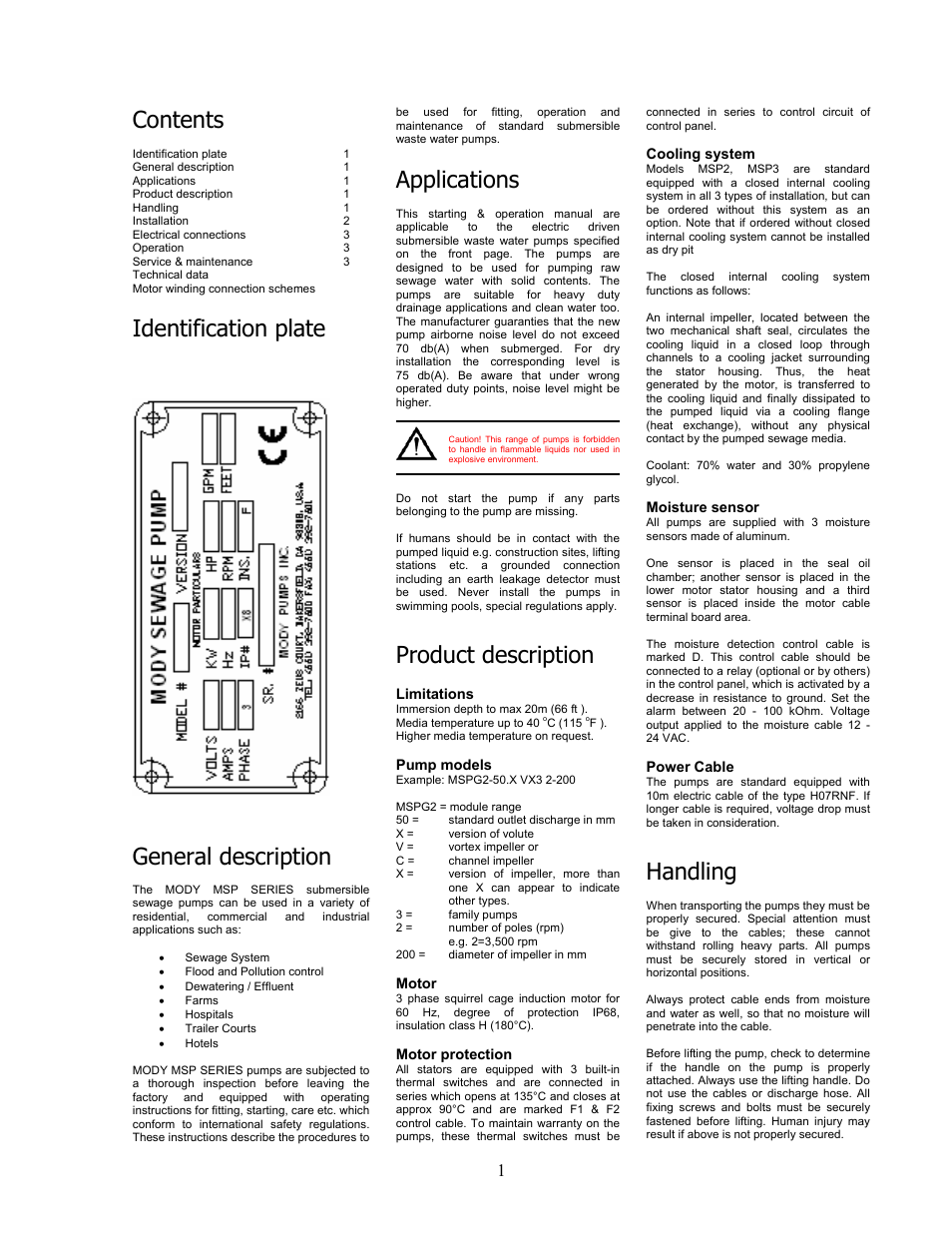 Mody Pumps MSPG Series User Manual | Page 3 / 12