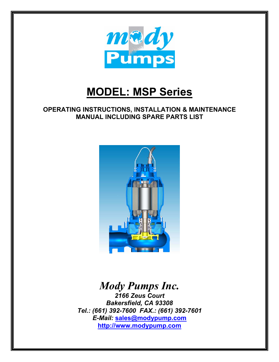 Mody Pumps MSP Series User Manual | 17 pages