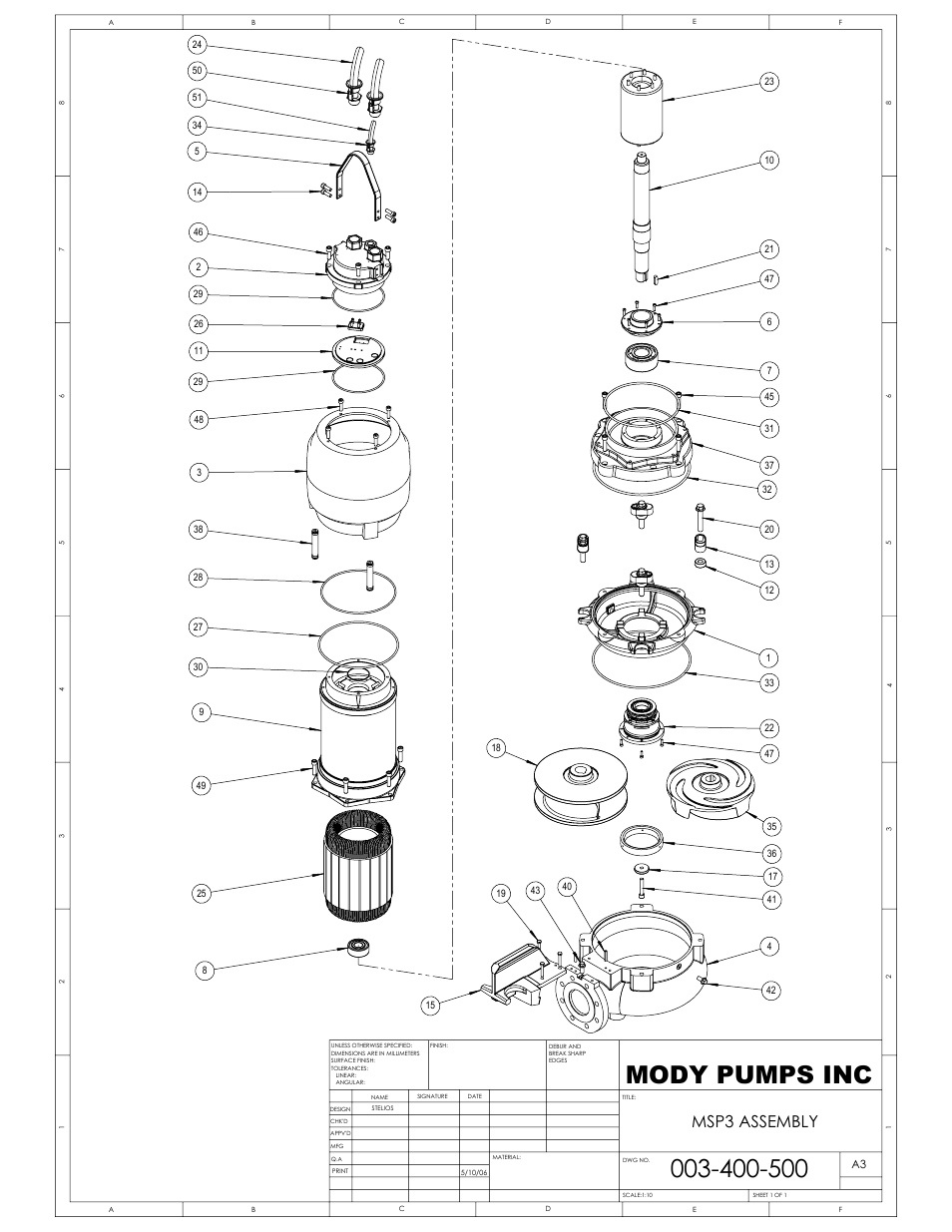 Mody pumps inc, Msp3 assembly | Mody Pumps MSP Series User Manual | Page 12 / 17