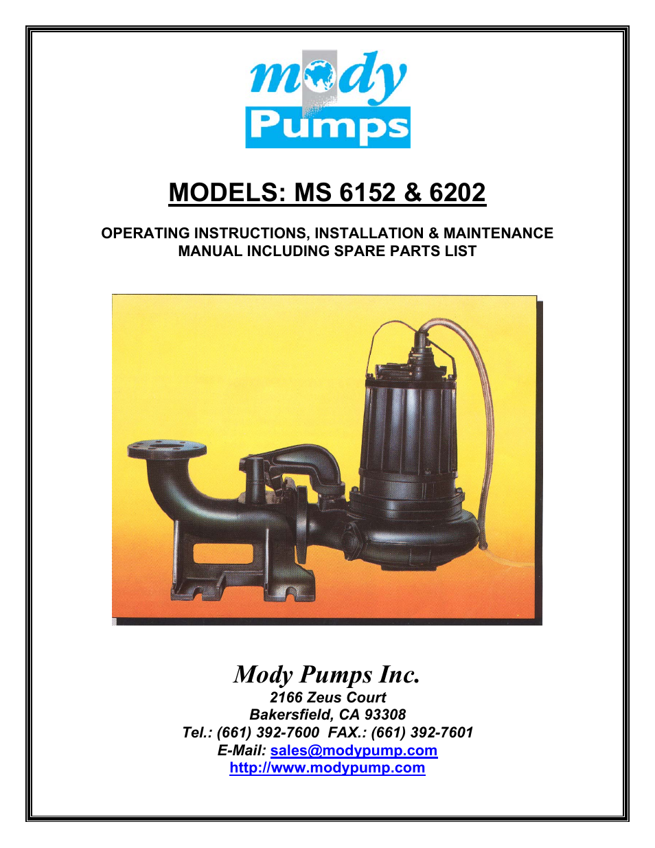 Mody Pumps MS 6202 User Manual | 21 pages