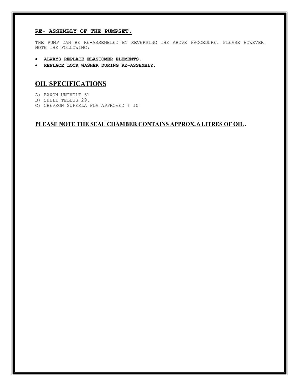 Oil specifications | Mody Pumps MS 6202 User Manual | Page 8 / 21