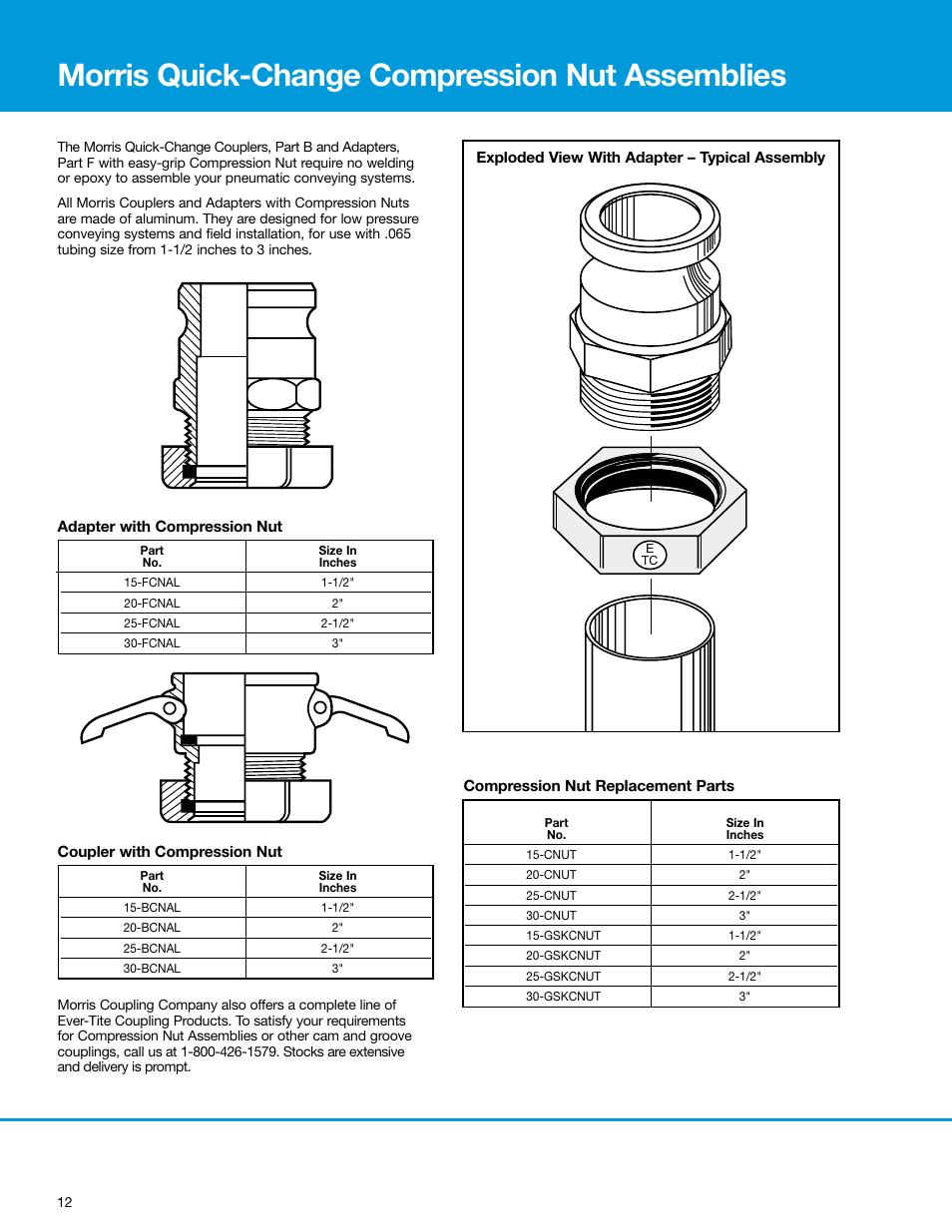 Morris Quick-Change Compression Nut Assemblies User Manual | 1 page