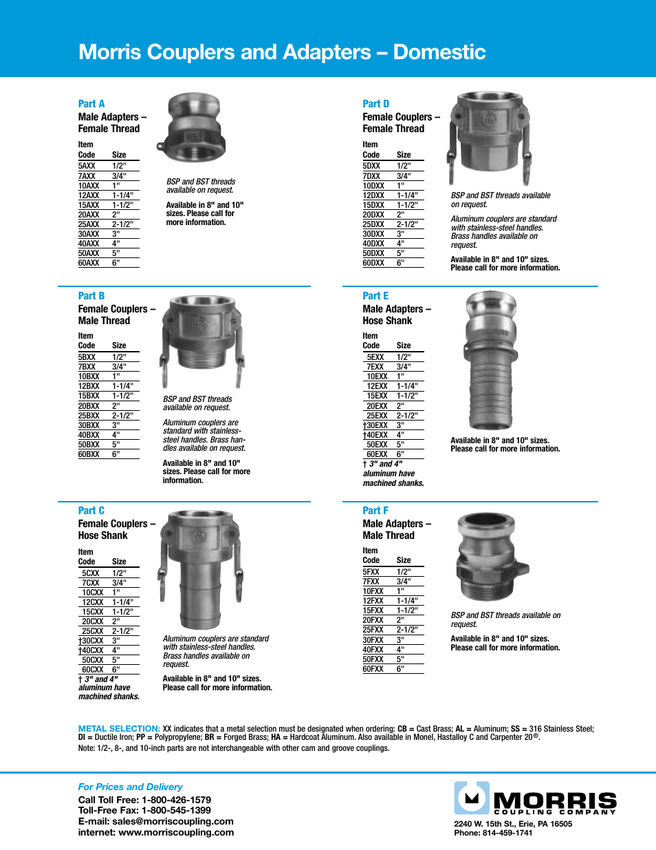 Morris Couplers and Adapters – Domestic User Manual | 2 pages