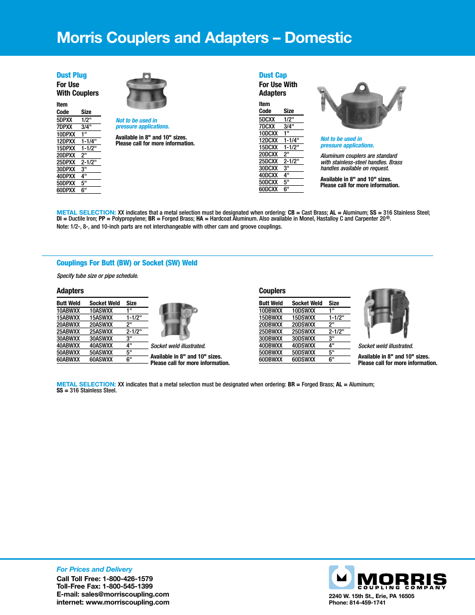 Morris couplers and adapters – domestic | Morris Couplers and Adapters – Domestic User Manual | Page 2 / 2