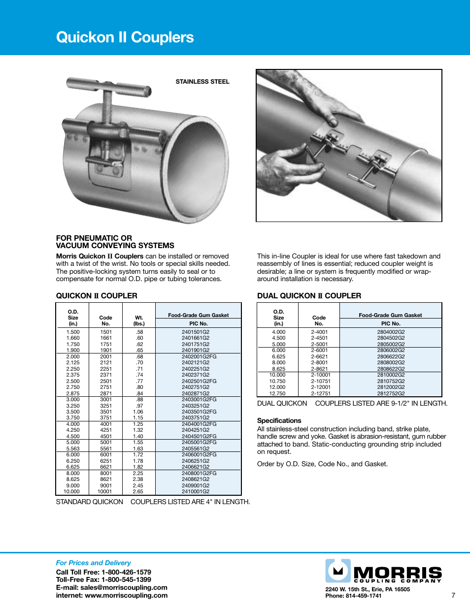 Morris Quickon II Couplers User Manual | 1 page