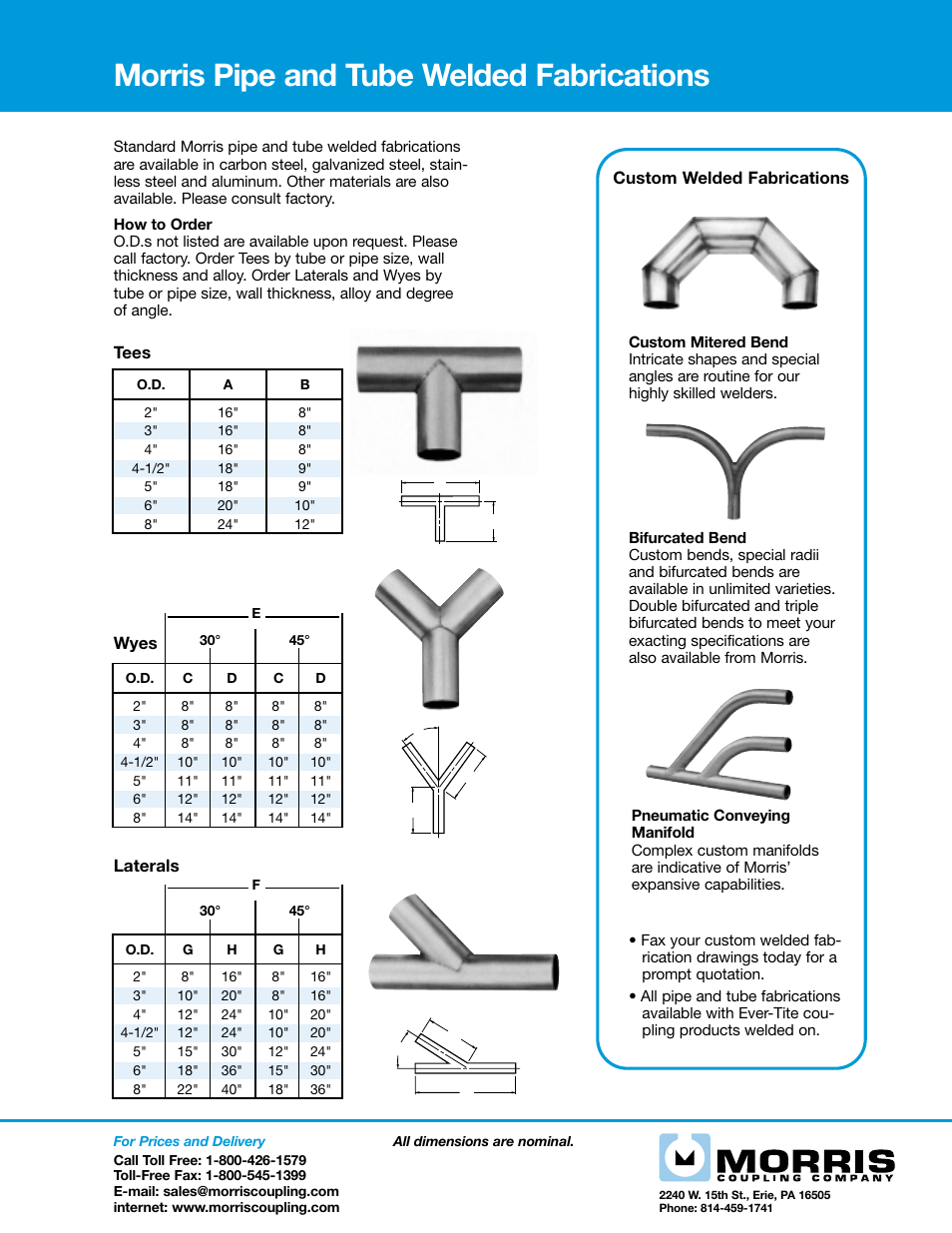 Morris Pipe and Tube Welded Fabrications User Manual | 1 page