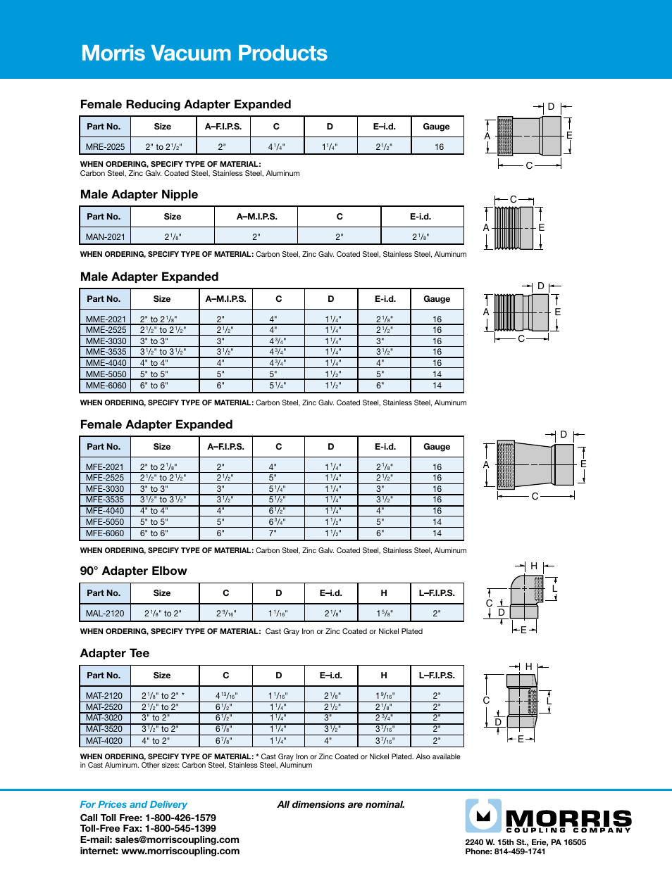 Morris Vacuum Products - Hose Adapters User Manual | 3 pages