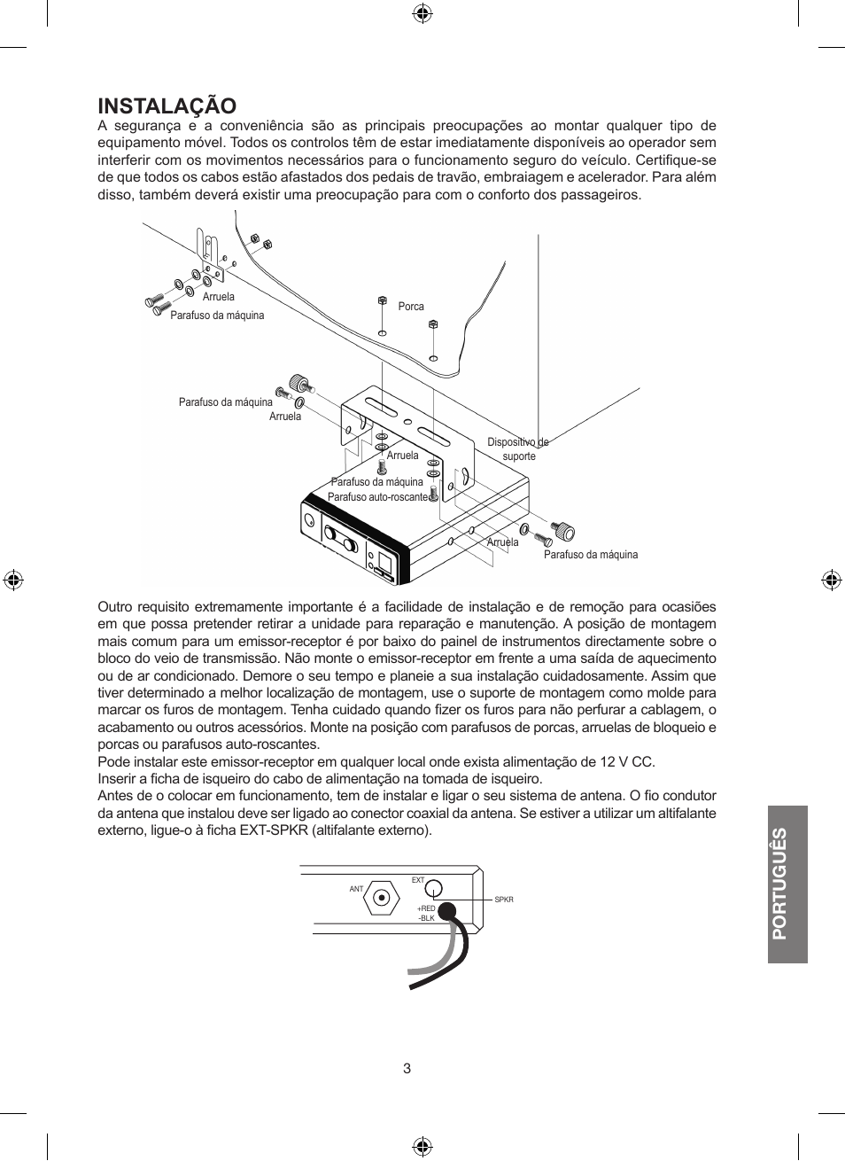 Instalação, Por tuguês | MIDLAND Alan 100 Plus B User Manual | Page 43 / 68