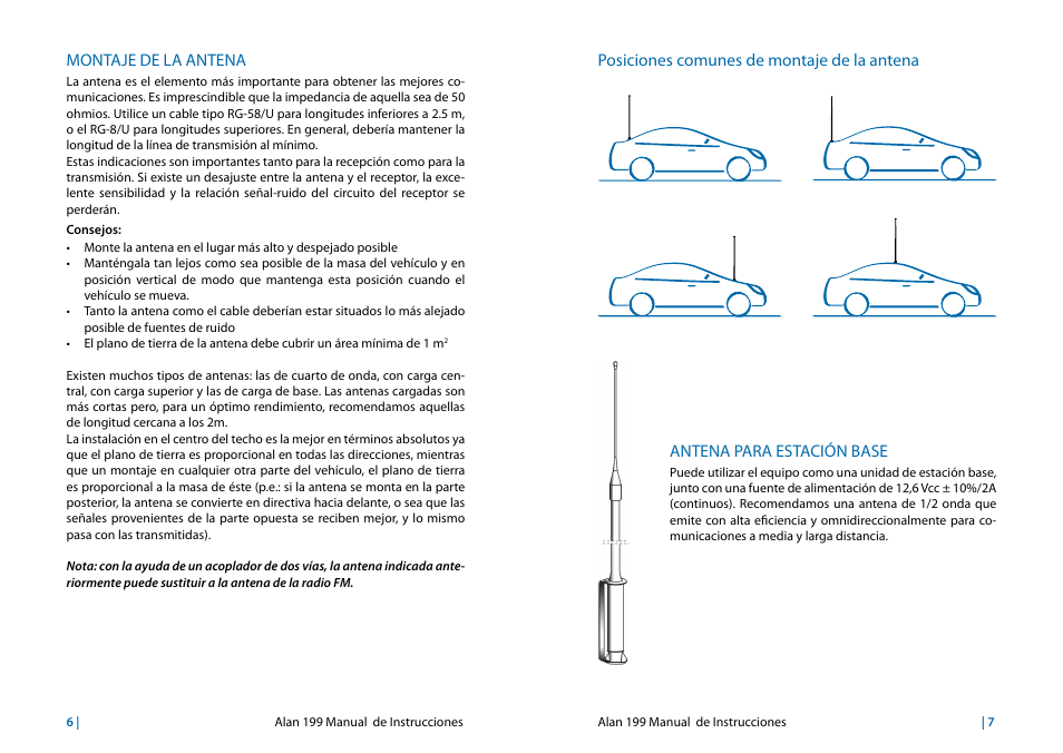 Montaje de la antena, Antena para estación base | MIDLAND Alan 199 User Manual | Page 24 / 34