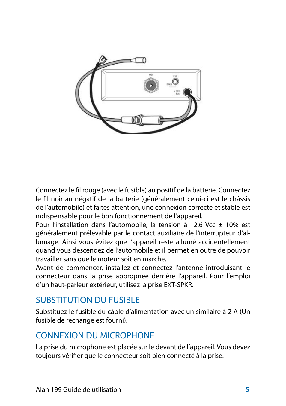 Substitution du fusible, Connexion du microphone | MIDLAND Alan 199-A User Manual | Page 56 / 66