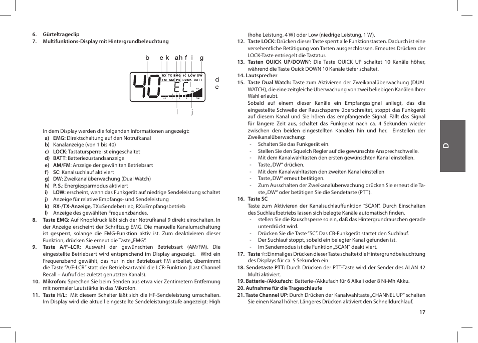 MIDLAND Alan 42 multi User Manual | Page 17 / 54