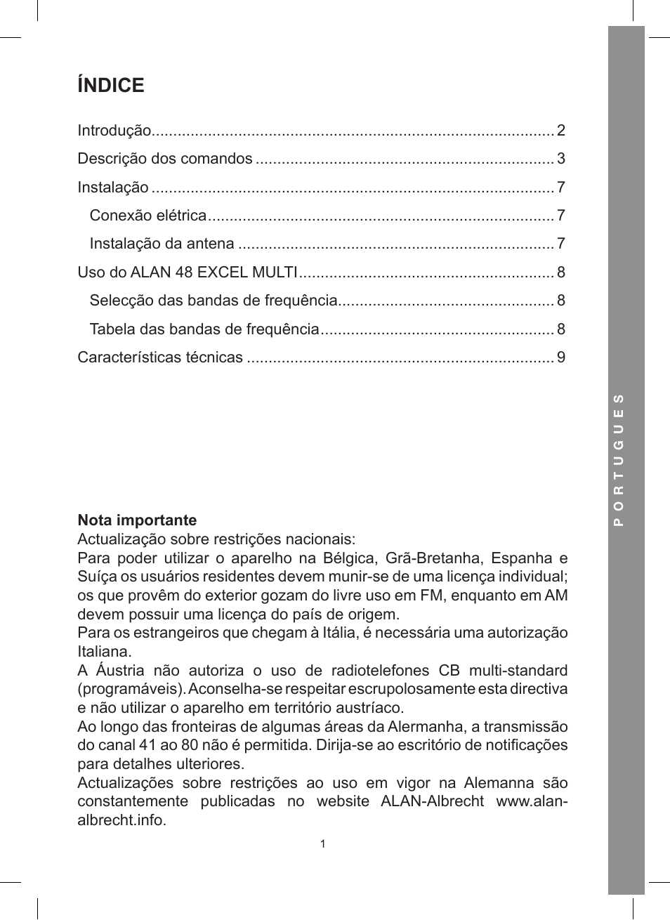 Índice | MIDLAND Alan 48 Excel multi User Manual | Page 51 / 74