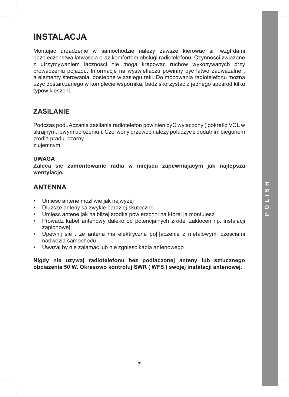 Instalacja | MIDLAND Alan 48 Excel multi User Manual | Page 67 / 74