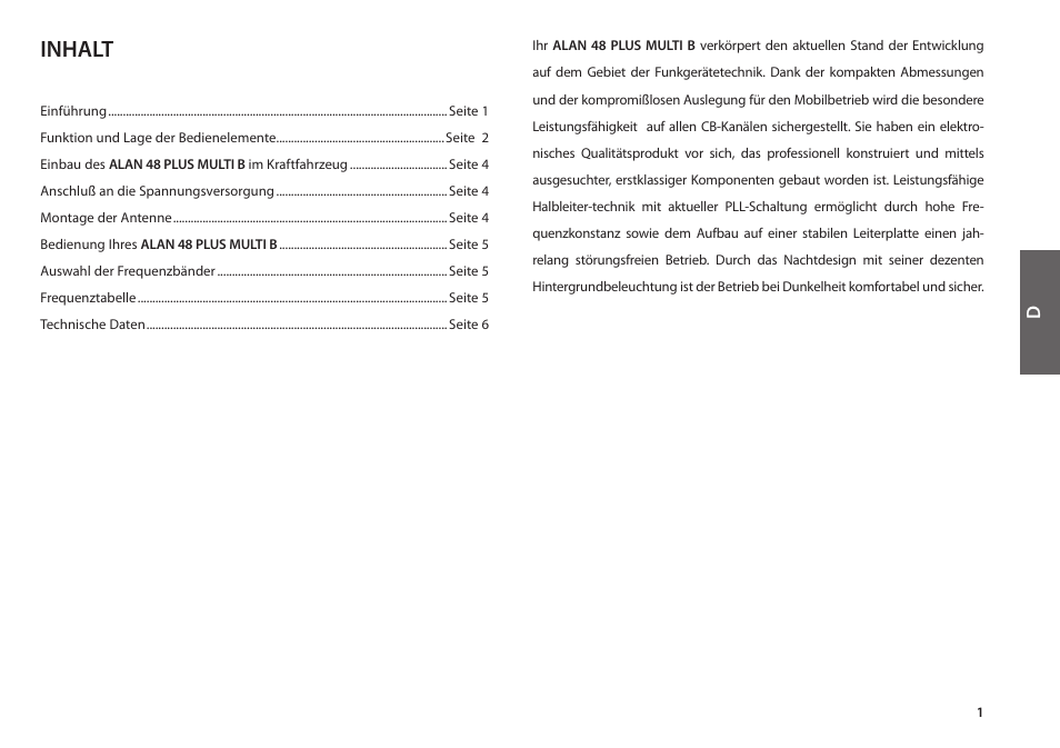 Inhalt | MIDLAND Alan 48 Plus Multi B User Manual | Page 15 / 56