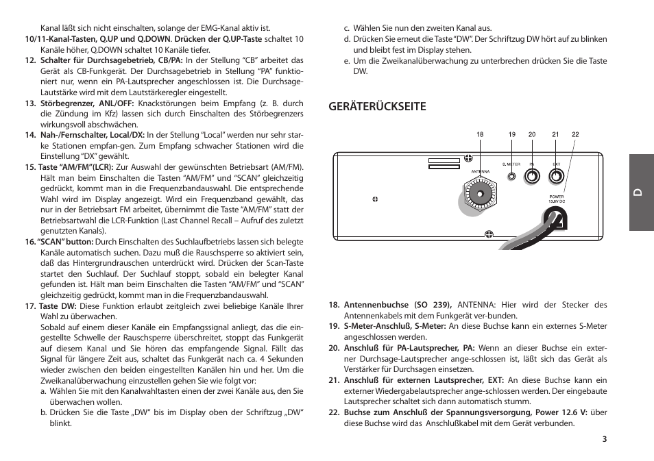 Geräterückseite | MIDLAND Alan 48 Plus Multi B User Manual | Page 17 / 56