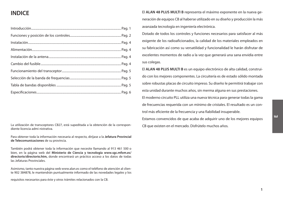 Indice | MIDLAND Alan 48 Plus Multi B User Manual | Page 21 / 56