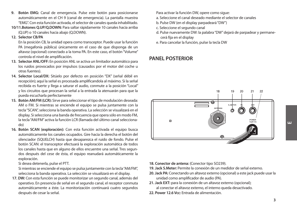 Panel posterior | MIDLAND Alan 48 Plus Multi B User Manual | Page 23 / 56