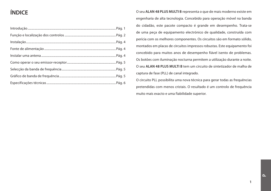 Índice | MIDLAND Alan 48 Plus Multi B User Manual | Page 33 / 56