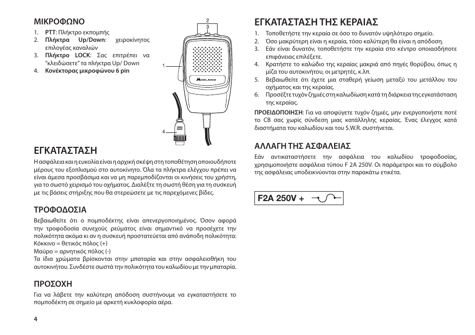 Εγκατασταση, Εγκατασταση τησ κεραίασ | MIDLAND Alan 48 Plus Multi B User Manual | Page 42 / 56