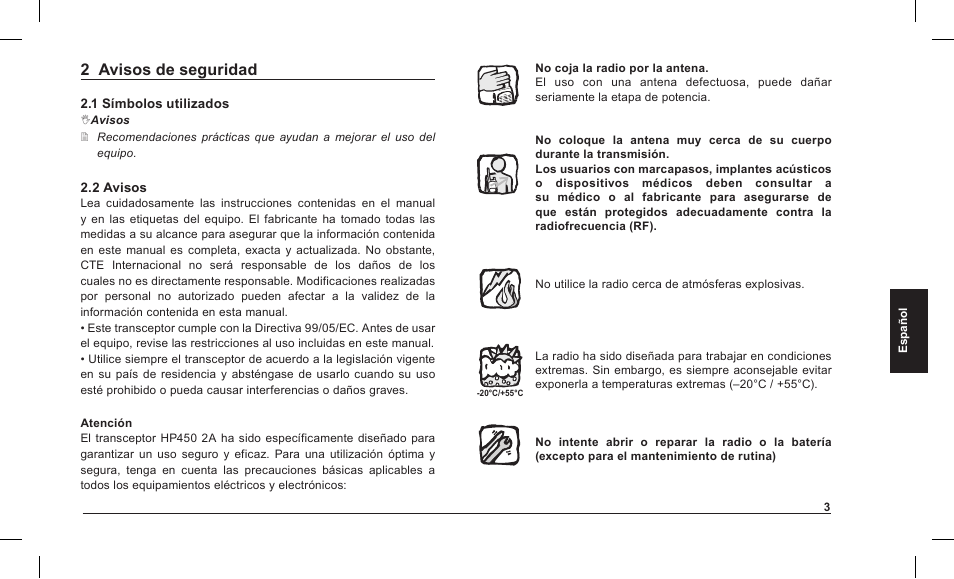 2 avisos de seguridad | MIDLAND Alan HP 450 2A User Manual | Page 100 / 142