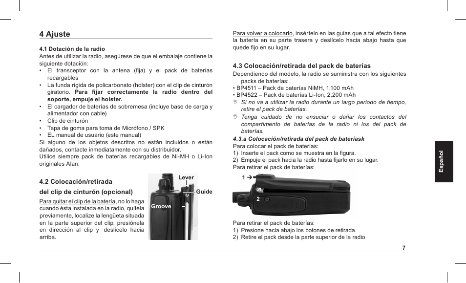 4 ajuste | MIDLAND Alan HP 450 2A User Manual | Page 104 / 142