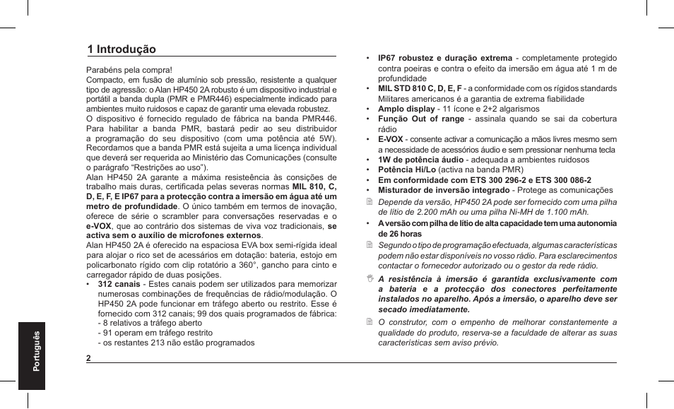 1 introdução | MIDLAND Alan HP 450 2A User Manual | Page 122 / 142