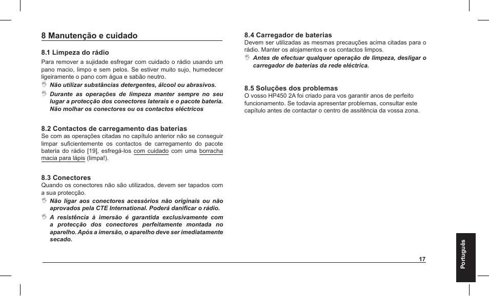 8 manutenção e cuidado | MIDLAND Alan HP 450 2A User Manual | Page 137 / 142